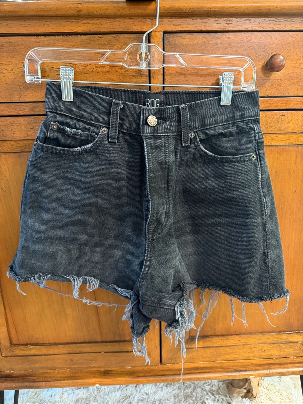BDG Black Frayed High-Rise Denim Cutoff Shorts
